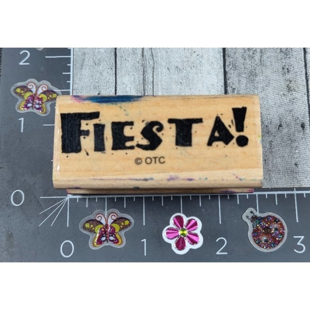 OTC Fiesta Fun Print Food Hispanic Rubber Stamp Wood #R97
